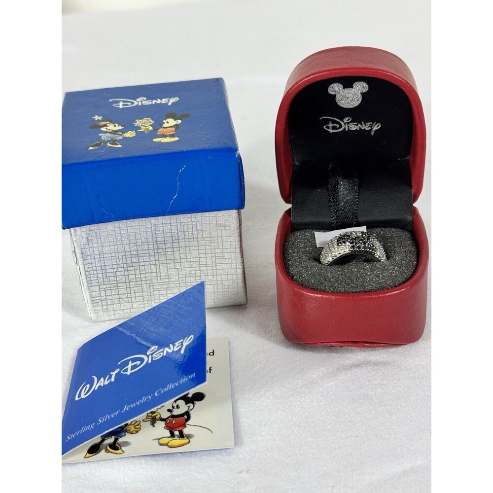 MICKEY DISNEY 90th Birthday DIAMONIQUE STERLING SILVER 925 RING BLACK  Size 7